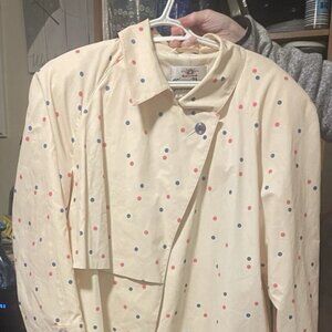 Count Romi All Weather Traveler Trench Coat White Polka Dots Size 16